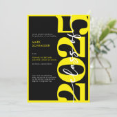 黄モダン色タイポグラフィ卒業発表 招待状 (スタンド正面)