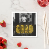 黄モダン色ネオン写真卒業 スタンダードカクテルナプキン (インサイチュ)