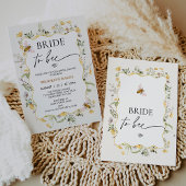 黄モダン色フローラ花嫁へビーブライダルシャワー 招待状