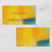 黄モダン色ブルー抽象芸術プレーン・ビジネス・カード 名刺 (正面/裏面)