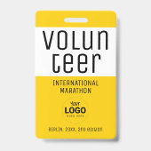 黄モダン色ボランティアIDロゴQRコード バッジ (正面)
