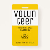 黄モダン色ボランティアIDロゴQRコード バッジ (正面)