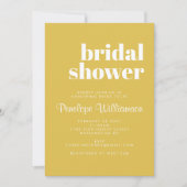 黄モダン色レトロはっきりしたタイポグラフィブライダルシャワー 招待状 (正面)