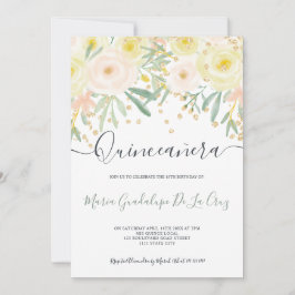 黄モダン色ローズグリーンフローラ金ゴールドキンセアニェラ 招待状