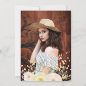 黄モダン色ローズグリーンフローラ金ゴールドキンセアニェラ 招待状 (裏面)