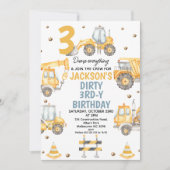 黄モダン色建築ダーティ3rdy誕生日 招待状 (正面)
