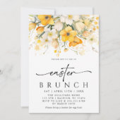 黄モダン色春フローライースターブランチ 招待状 (正面)