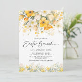 黄モダン色春フローライースターブランチ 招待状 (スタンド正面)
