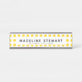 黄モダン色水玉模様パーソナライズされたプロフェッショナル デスクネームプレート (正面)