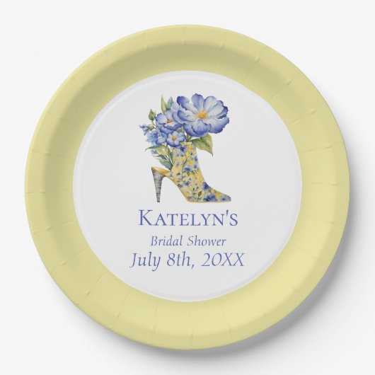 黄モダン色珍重ハイヒールシューズ ペーパープレート (正面)