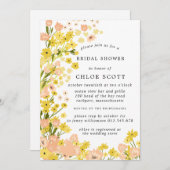 黄モダン色秋フローラブライダルシャワー 招待状 (正面/裏面)