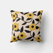 黄モダン色花黒離れ色柄 クッション (裏面)