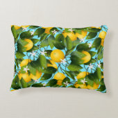 黄モダン色&グリーンレモンフルーツプリント アクセントクッション (裏面)