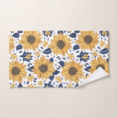 黄モダン色・ネイビーひまわり バスタオルセット (ハンドタオル)