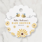 黄モダン色（昆虫）マルハナバチとヒマワリ赤ちゃんシャワー フェイバータグ (裏面)