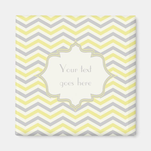 黄モダン色、灰色、アイボリーのシェブロンのパタカスタムーン マグネット (正面)