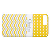 黄モダン色、灰色、白いシェブロン&水玉模様 Case-Mate iPhoneケース (裏面(横))