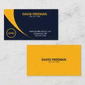 黄モダン色・青建築会社のロゴ 名刺 (正面/裏面)