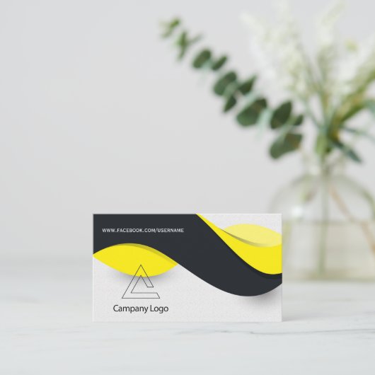 黄モダン色・黒の名刺 名刺 (スタンド正面)