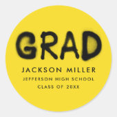 黄モダン色・黒スプレー絵を描卒業 ラウンドシール (正面)