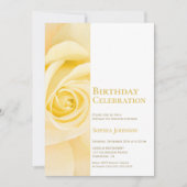 黄モダン薔薇の誕生日会の招待状 招待状 (正面)