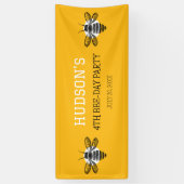 黄モダン蜂の日4番目の誕生日パーティー 横断幕 (縦)