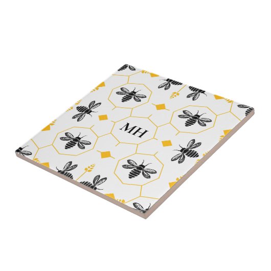 黄モダン蜂パターエレガントン黒一文字 タイル (側面)