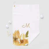 黄モダン銅フローラモノグラム ゴルフタオル (インサイチュ)