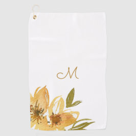 黄モダン銅フローラモノグラム ゴルフタオル