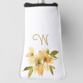 黄モダン銅フローラモノグラム ゴルフヘッドカバー (回転90)