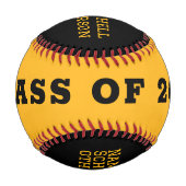 黄モダン黒のカスタム卒業 野球ボール (裏面)