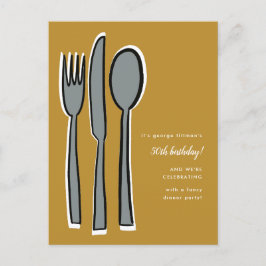 黄モダン50th誕生日ディナーパーティー 案内ポストカード
