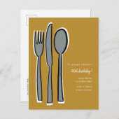 黄モダン50th誕生日ディナーパーティー 案内ポストカード (正面/裏面)