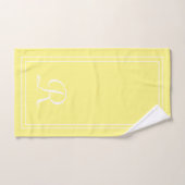 黄モダン&エレガント白のモノグラム バスタオルセット (ハンドタオル)