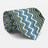 黄ユニークと青の波状パターン ネクタイ (ロール)