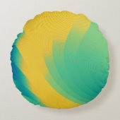 黄ユニーク抽象デザイン ラウンドクッション (正面)