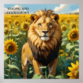 黄ユニーク色ひまわり畑信仰のライオン ポスター (正面)