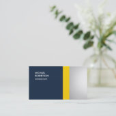 黄ユニーク色カラフルネイビーブルーグレー 名刺 (スタンド正面)