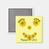 黄ユーモアのある色野草写真スマイルカスタム マグネット (正面/裏面)