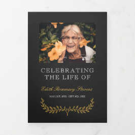 黄リース写真葬儀 三つ折りプログラム