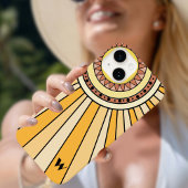 黄レトロ太陽光線カスタムモノグラム文字 Case-Mate iPhoneケース