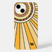 黄レトロ太陽光線カスタムモノグラム文字 Case-Mate iPhoneケース (裏面)