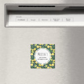 黄レモンとライムの果実のパターンセーブザデート マグネット (インサイチュ (食洗機))