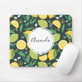 黄レモンと緑ライムの果物の柄 マウスパッド (マウス)