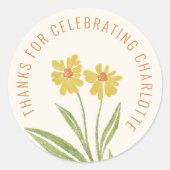 黄ワイルドフラワーさん祝感謝 ラウンドシール (正面)