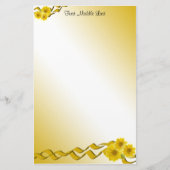 黄ワイルドフラワーとリボン縁どカスタム 便箋 (正面)