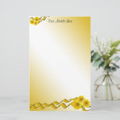 黄ワイルドフラワーとリボン縁どカスタム 便箋 (スタンド正面)