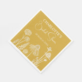 黄ワイルドフラワースケッチフローラブライダルシャワー スタンダードランチョンナプキン (角)