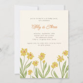 黄ワイルドフラワーバースデーパーティーの招待 招待状 (正面)