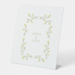 黄ワイルドフラワーブライダルシャワーカード&ギフト 台座サイン